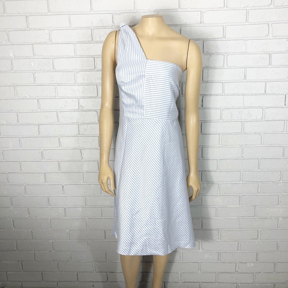 Banana Republic One Shoulder Striped Midi Dress Blue Date Night NWT 12